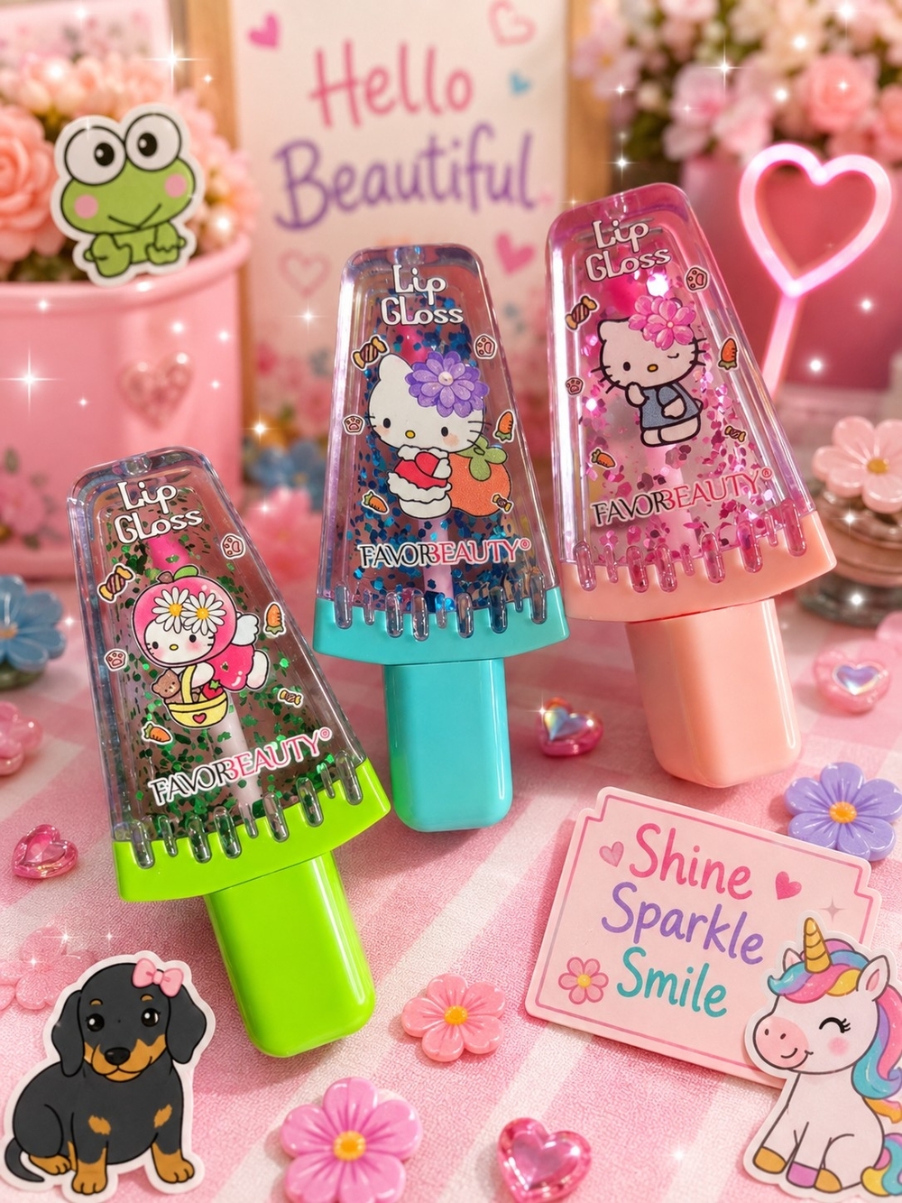 3 RANDOM Favorebeauty Kids Lip Gloss Popsicle